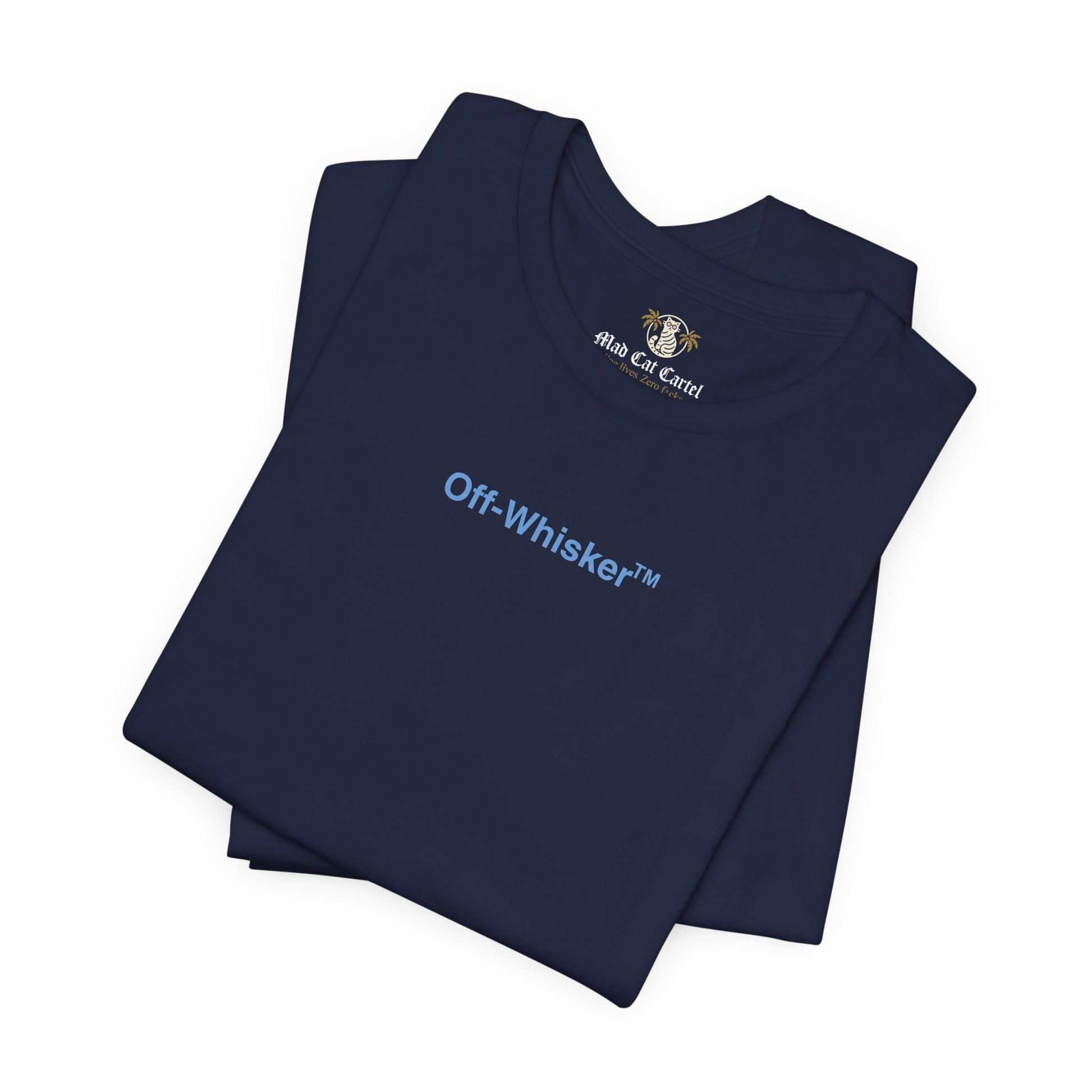 Two navy Signature Frame cat shirts folded – casual cat shirts