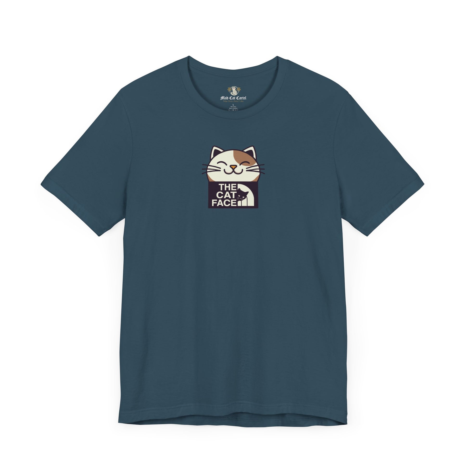 T shirts with cats deep teal male model front