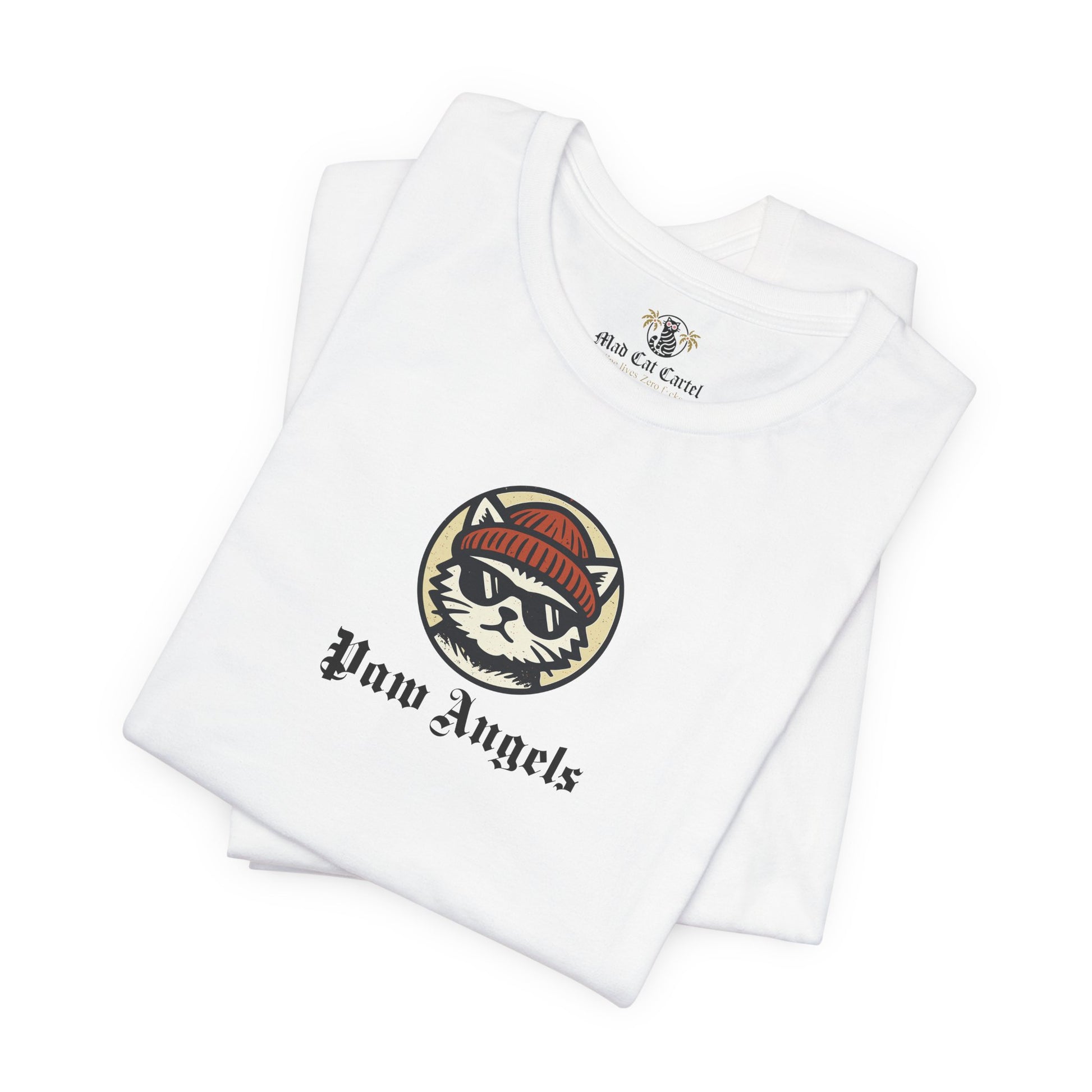 Folded peach Paw Angels Born to Fly street angel cat t shirt – cat lovers stuff gift
