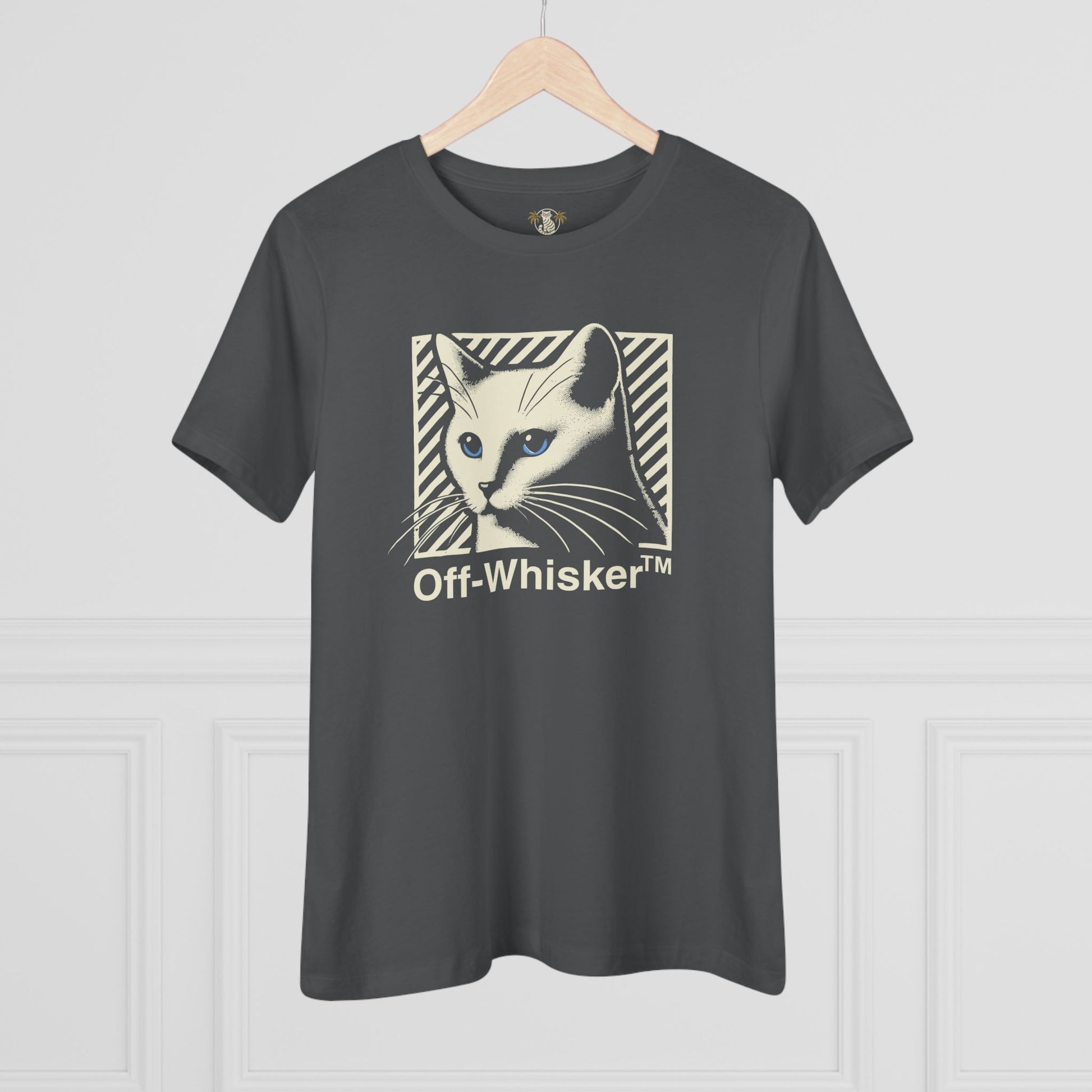 Off-Whisker Blue-Eyed Cat Graphic Women's T Shirt Asphalt Gray, things to get cat lovers on hanger