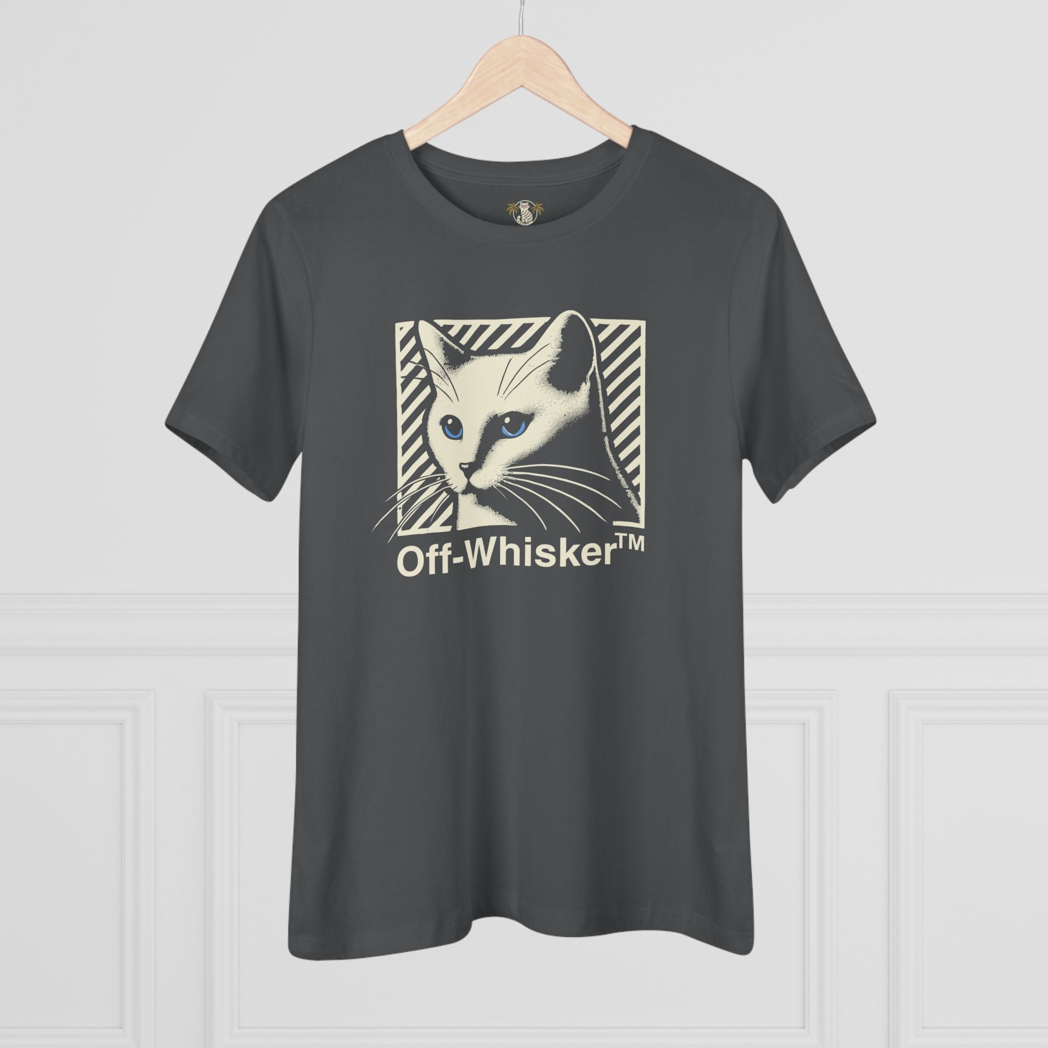 Off-Whisker Blue-Eyed Cat Graphic Women's T Shirt Asphalt Gray, things to get cat lovers on hanger