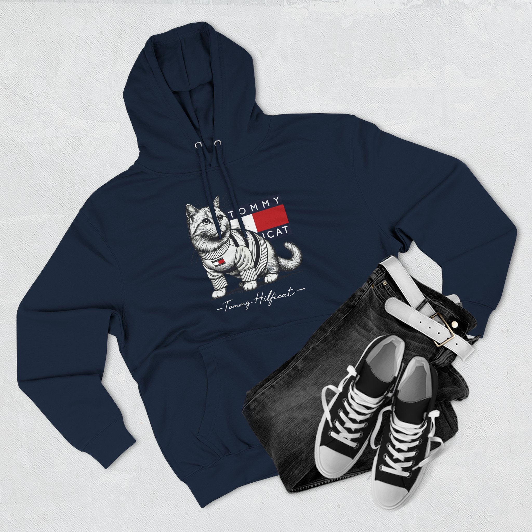 Tommy Hilficat Signature Purr Style Cat Graphic Hoodie