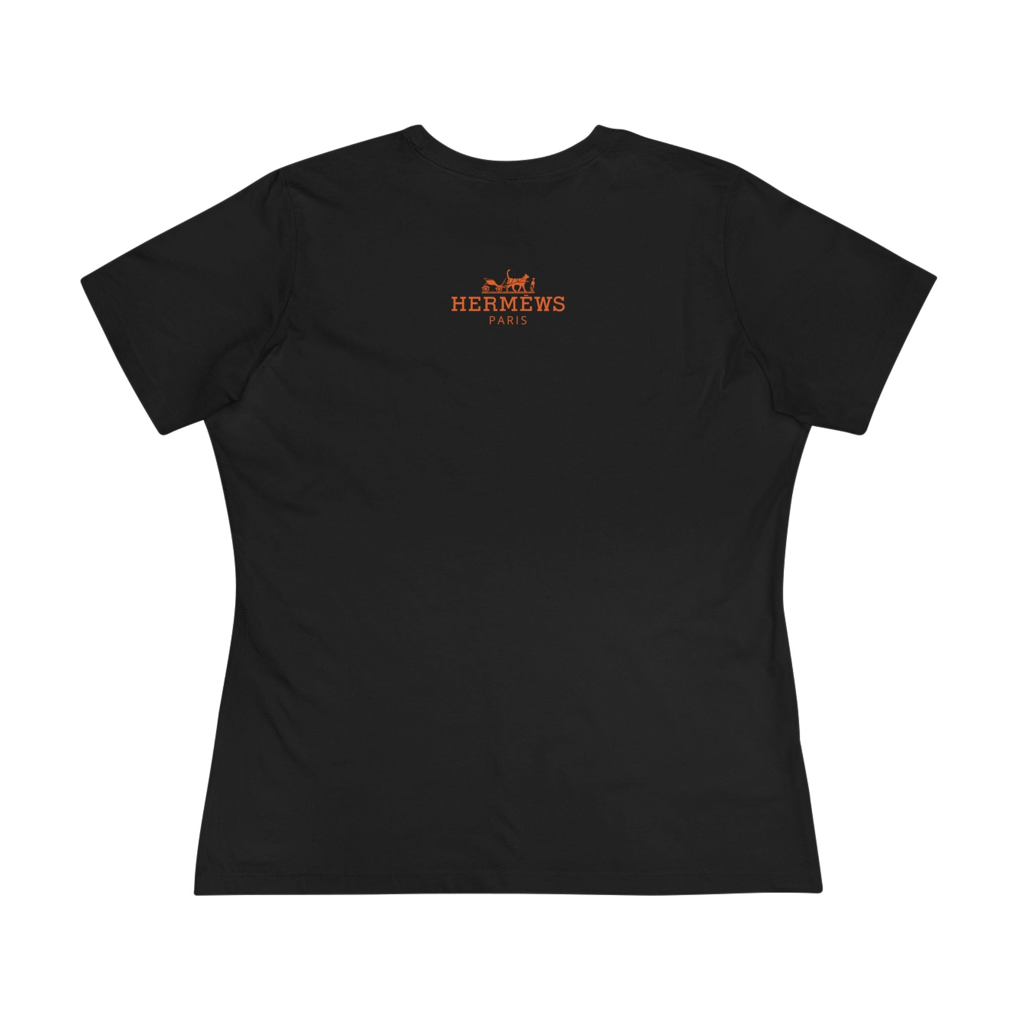 Back view Hermèws Paris Birkin Cat Women’s Black T Shirt