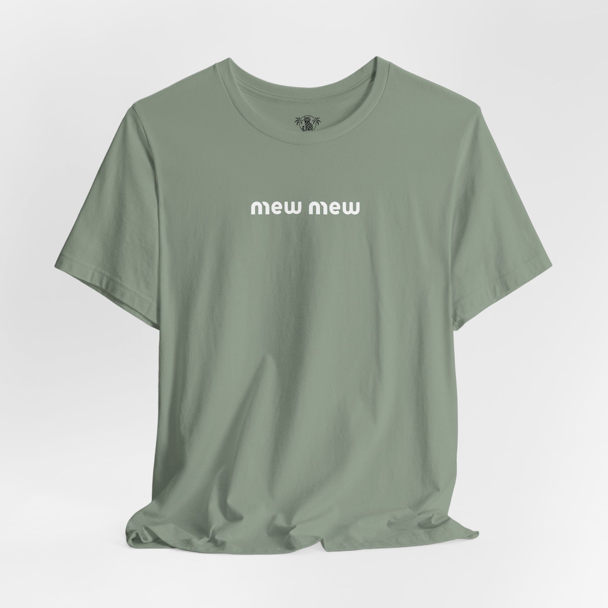 Sage Mew Mew Logo Graphic T-Shirt, front view – funny cat tees

