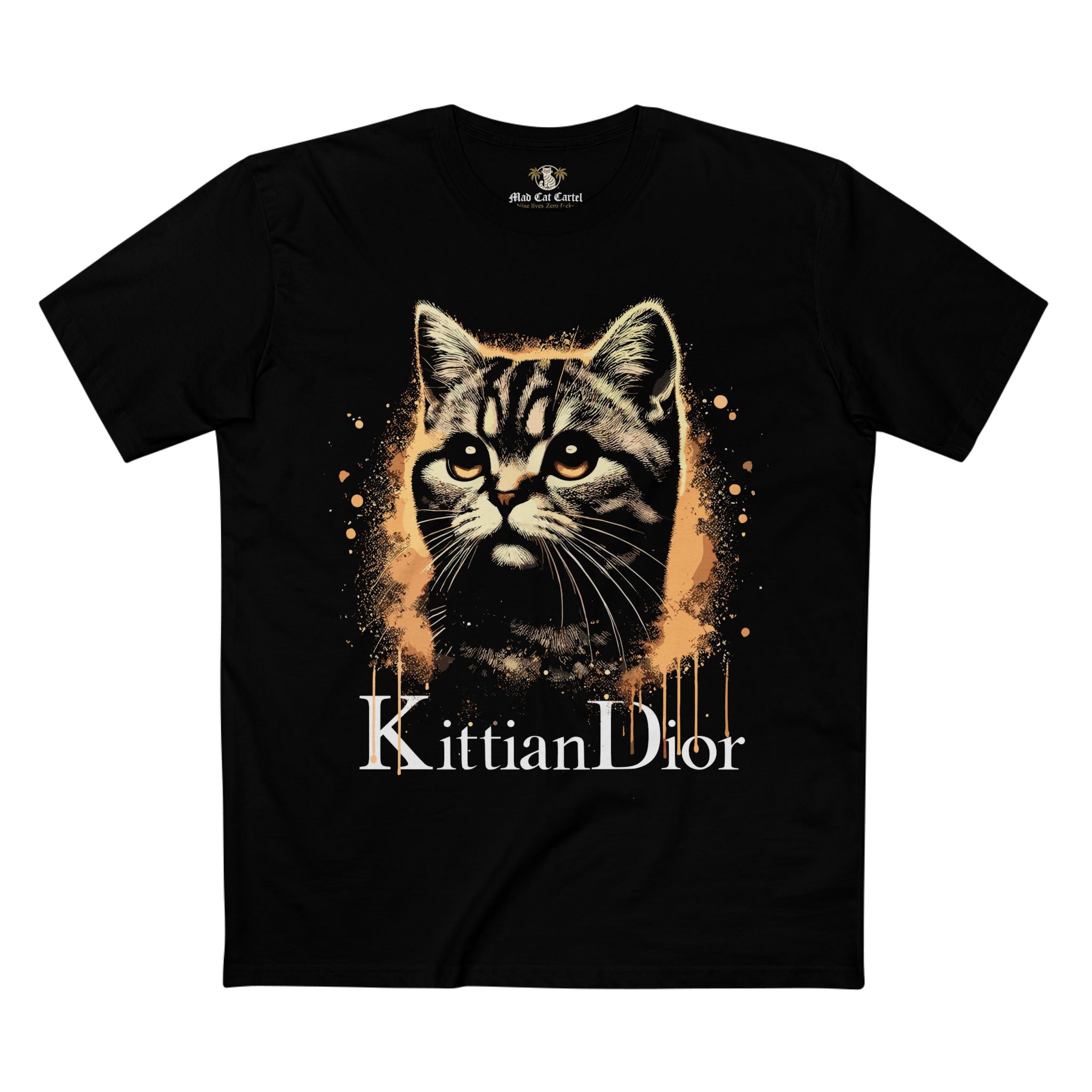 cat graphic black t shirt