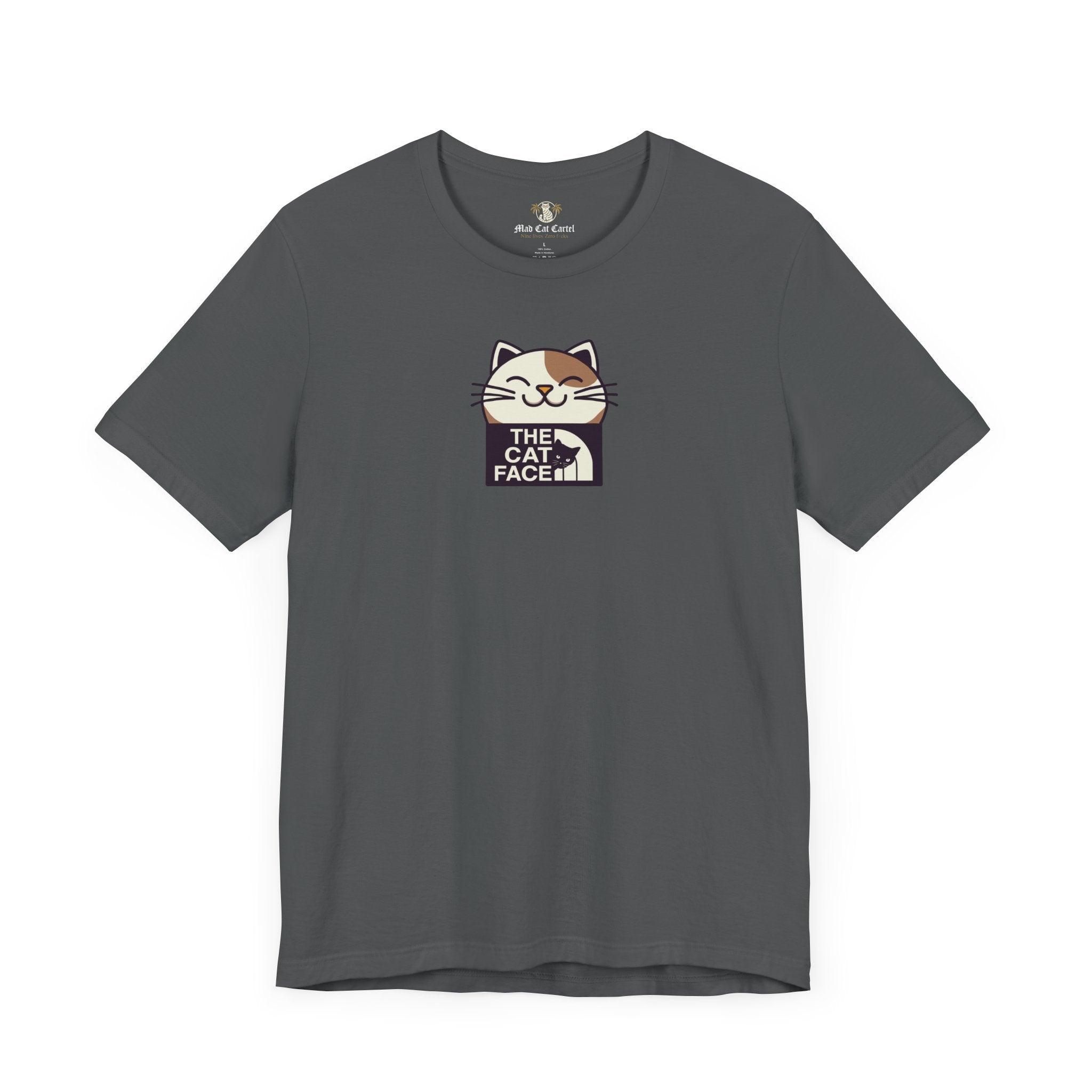 Shirts for cat lovers asphalt flat lay product shot