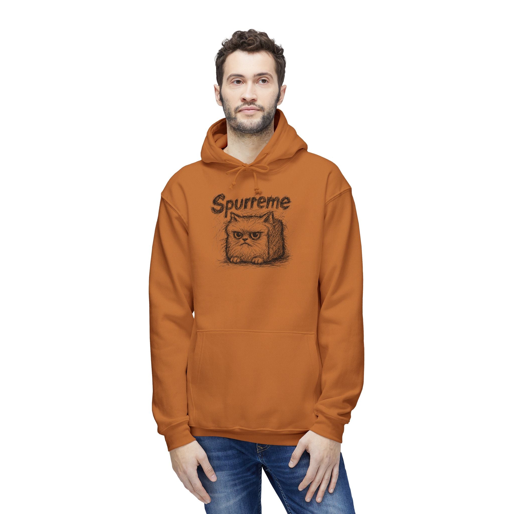 Spurreme Angry Fluffy Loaf Kitty Sketch Graphic Hoodie