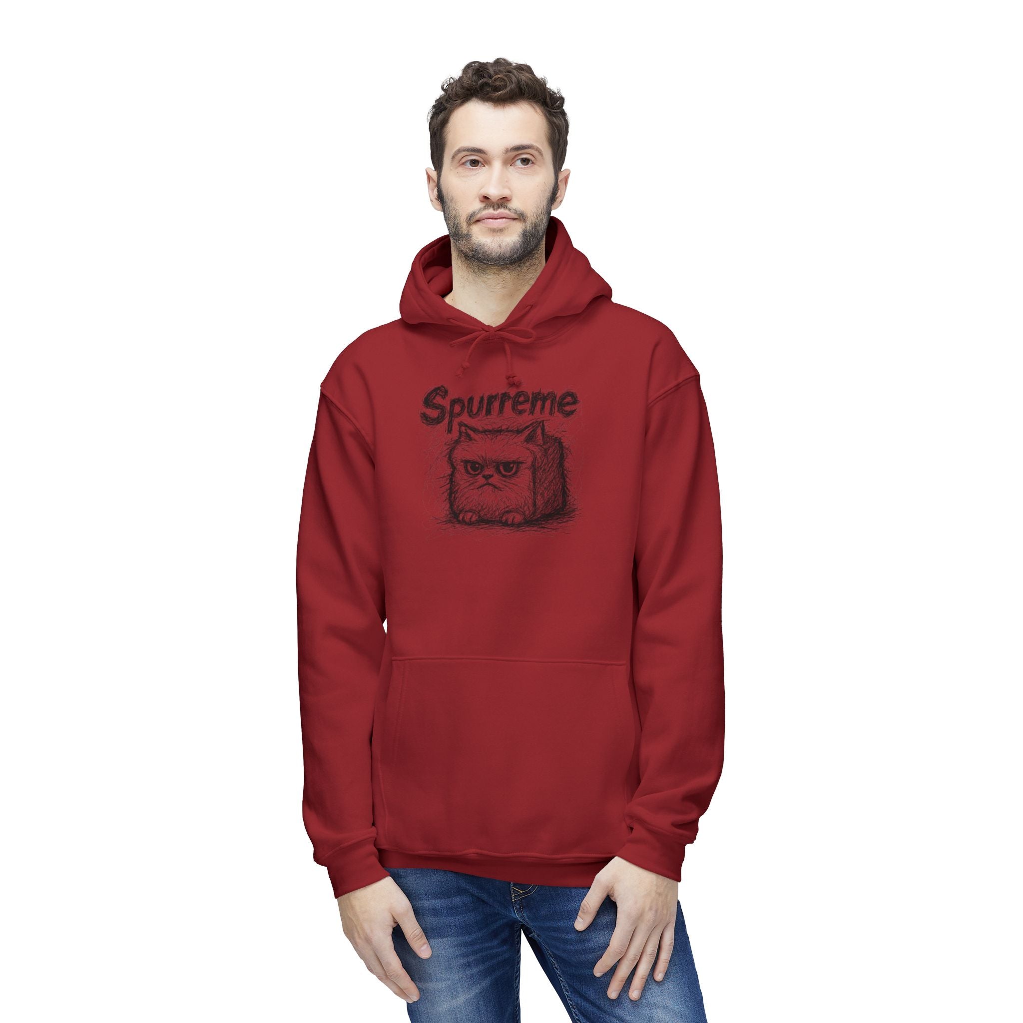 Spurreme Angry Fluffy Loaf Kitty Sketch Graphic Hoodie