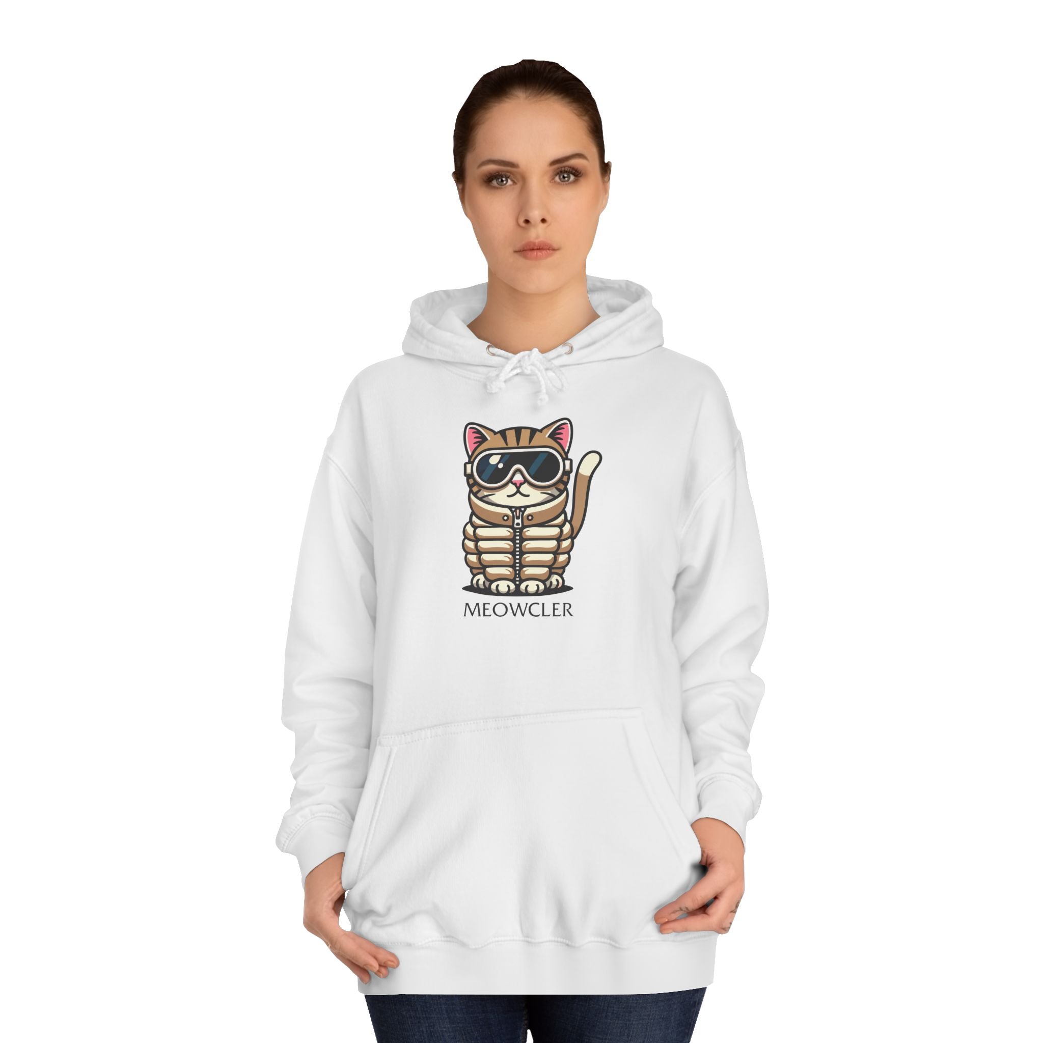 Meowcler Chest Puffer Cat Graphic Hoodie