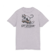 Off-Whisker Drift Cat Sketch Acid Washed T Shirt Soft Lilac Purple, cat shirts front view