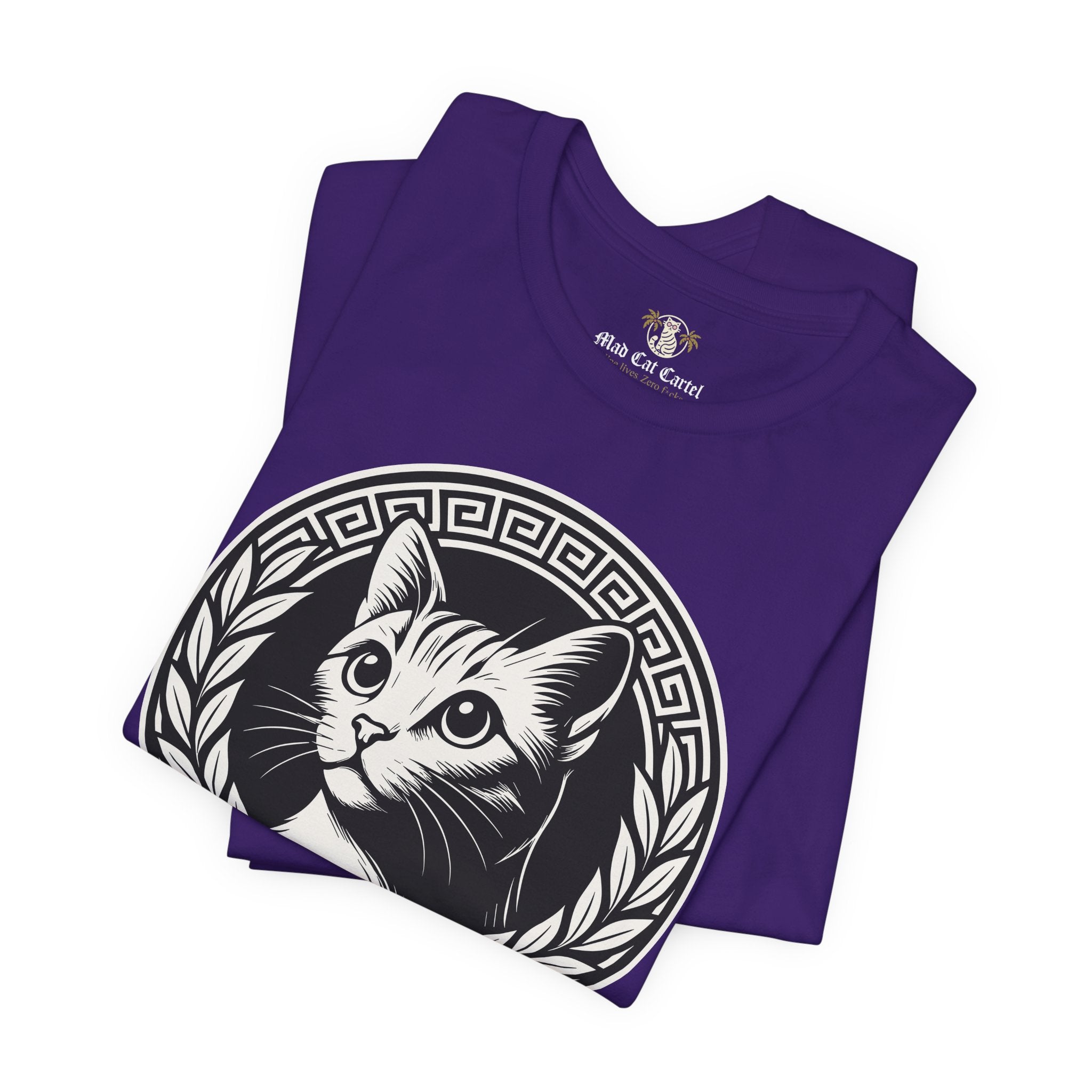 Folded team purple Versacat Royal Emblem cat lover t shirt – funny cat shirts for men and women