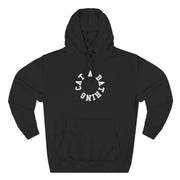 A Bathing Cat Circle Chest Logo Back Cat Graphic Print Black Hoodie, front view