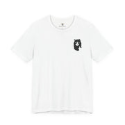 A Bathing Cat Logo Print T Shirt for Cat Lovers in white, funny t shirts for men