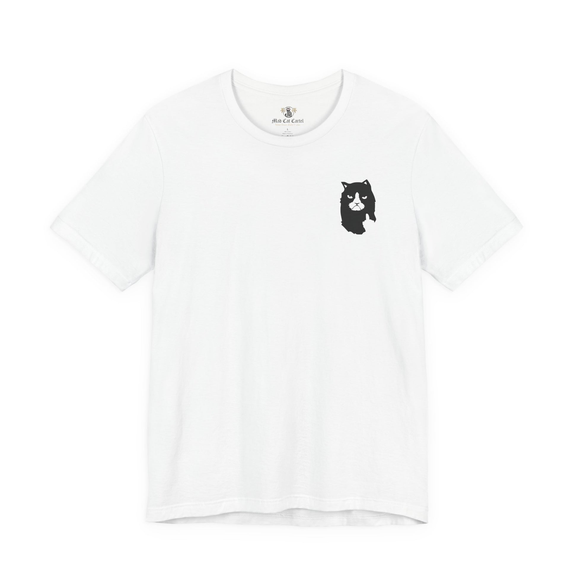 A Bathing Cat Logo Print T Shirt for Cat Lovers in white, funny t shirts for men