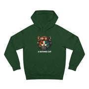 A Bathing Cat Tactical Pilot Graphic Hoodie in forest green, front view