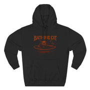 A Bathing Cat Tub Rage Graphic Black Hoodie, front view