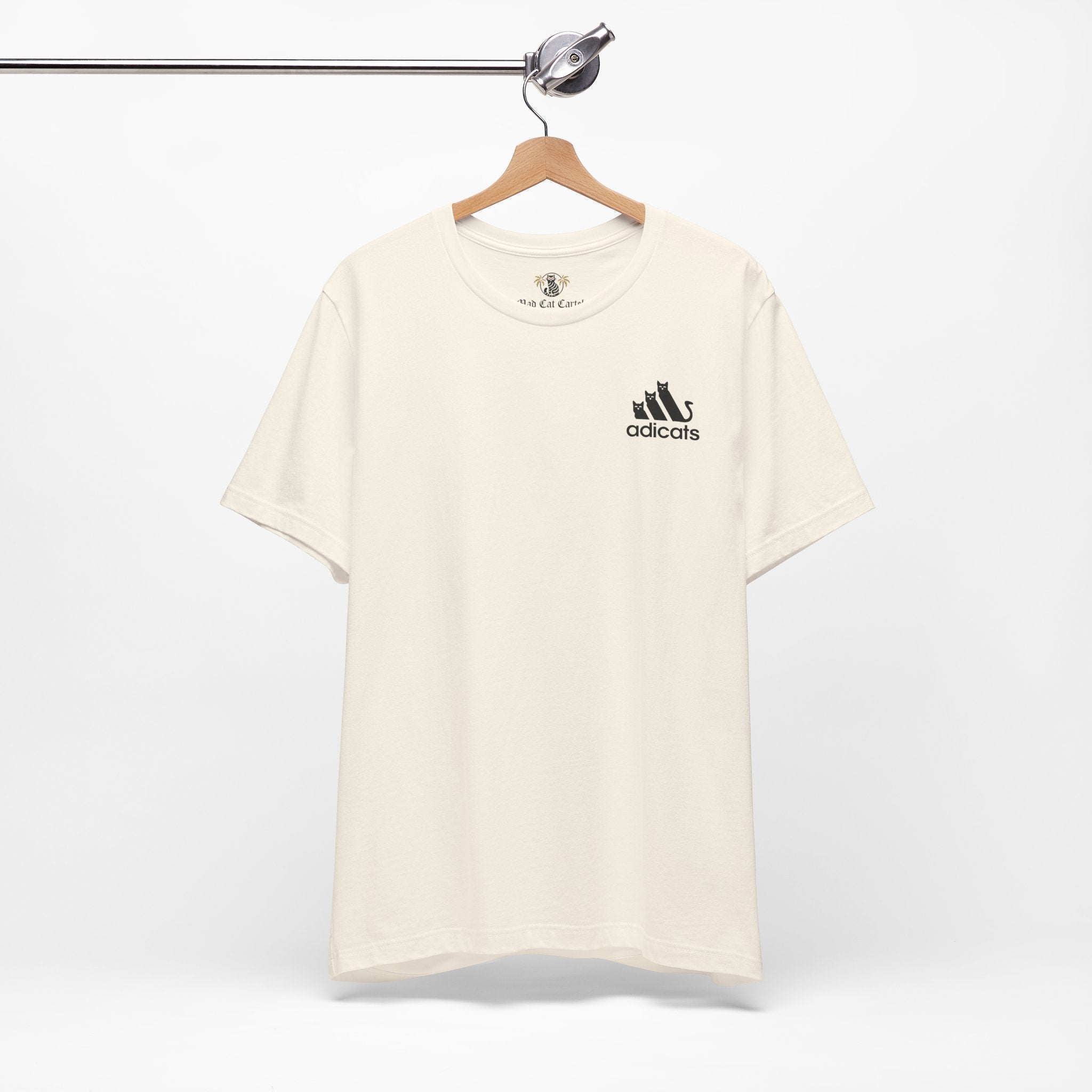 natural Adicats t shirt on hanger, funny cat shirts for adults