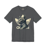 Adicats Originals retro graphic t shirt for cat lovers, asphalt gray front view, t shirt for men and women
