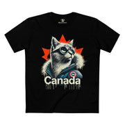 Canada Cat arctic drip black t shirt for cat lovers, front view, funny adult shirt