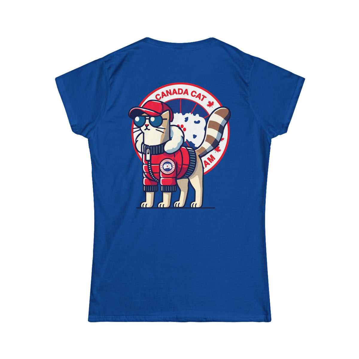 Canada Cat Kitty Program Logo Women's Graphic T-Shirt in royal, back view