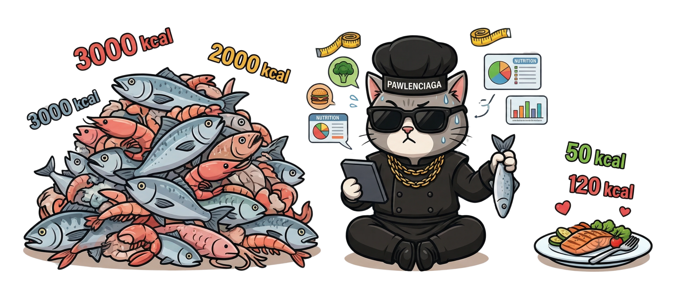 cat calorie calculator SEO section image showing oversized cat food portions versus measured calorie-controlled cat meals for healthy weight management