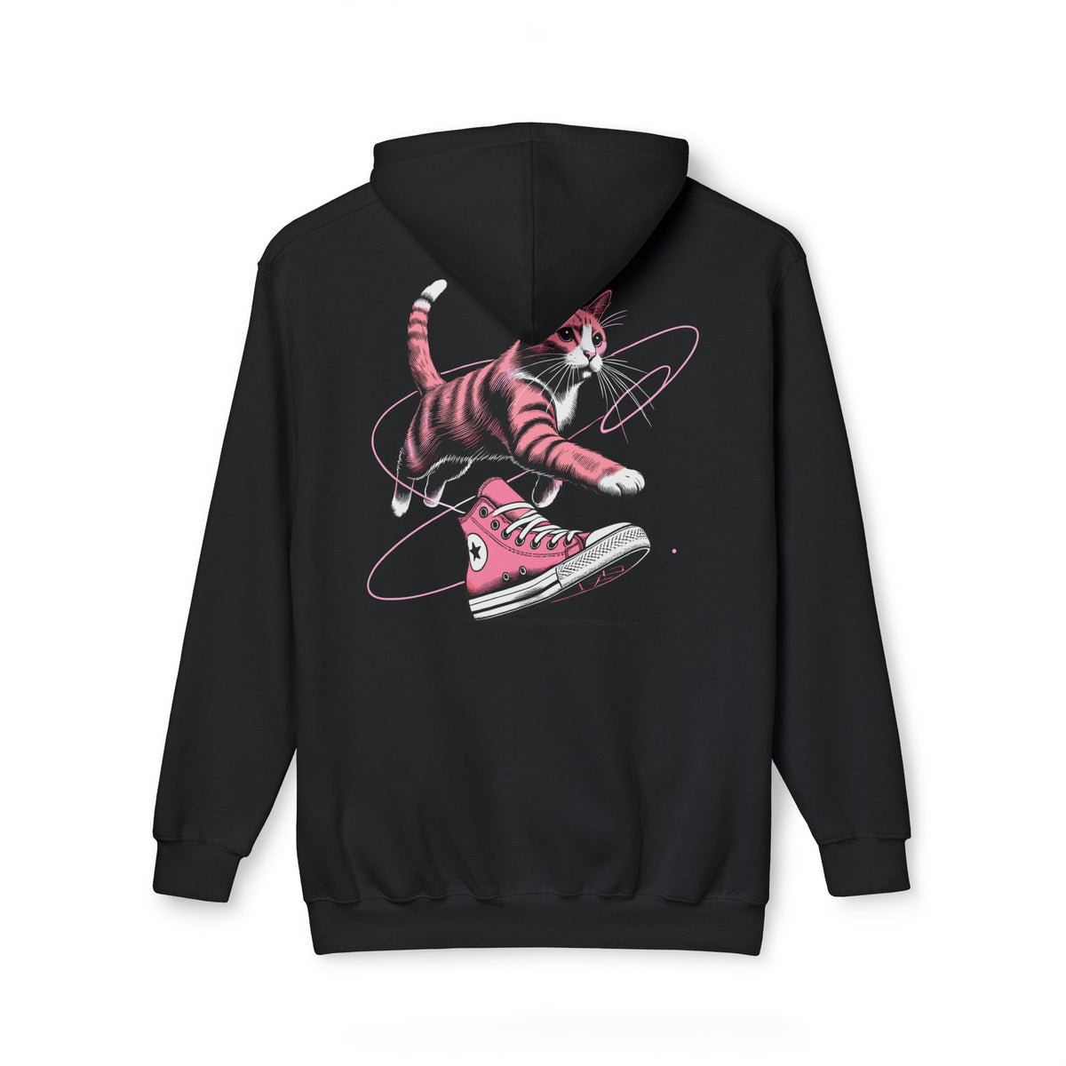 Catverse Chest Logo Apex Kick Cat Graphic Hoodie in black, back view