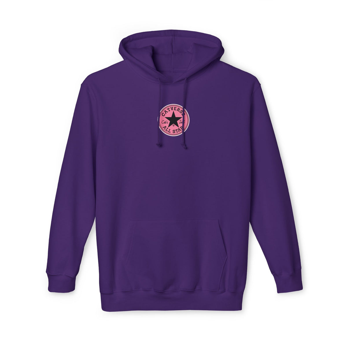 Catverse Chest Logo Apex Kick Cat Graphic Hoodie in purple, front view