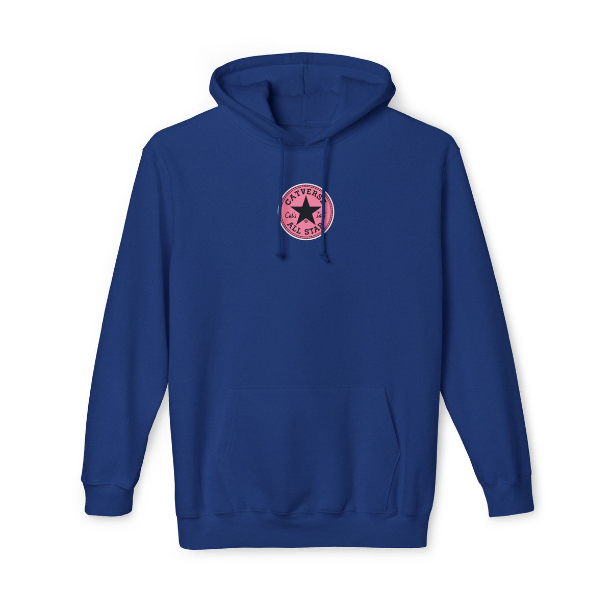 Catverse Chest Logo Apex Kick Cat Graphic Hoodie in royal blue, front view