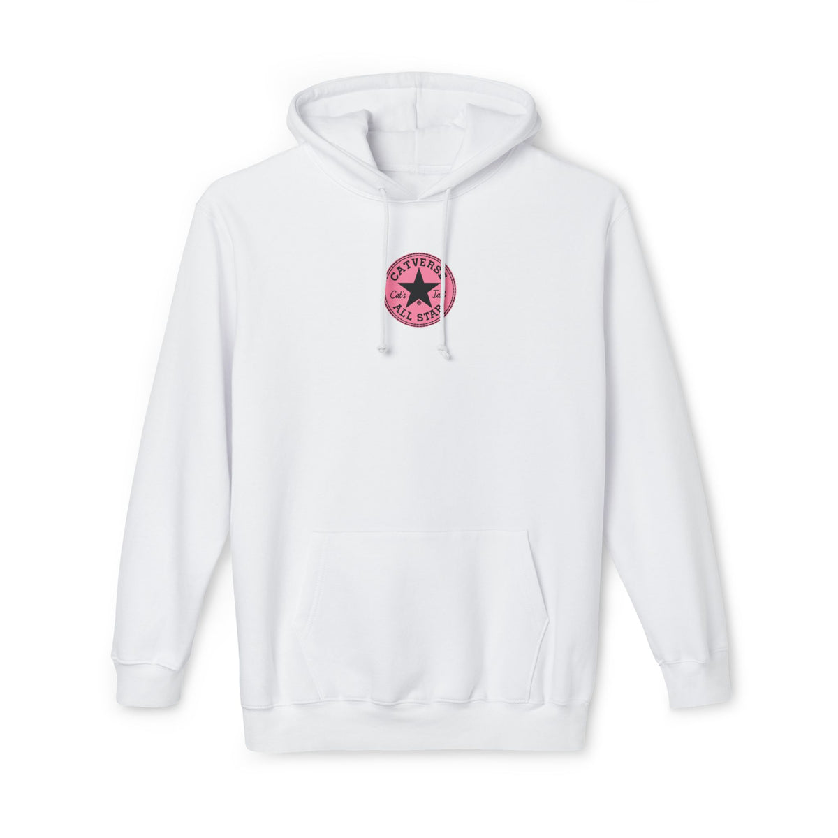 Catverse Chest Logo Apex Kick Cat Graphic Hoodie in white, front view