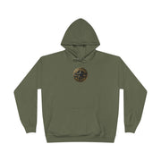 Catverse Chest Logo Goldbot Cat Graphic Hoodie in fatigue green, front view