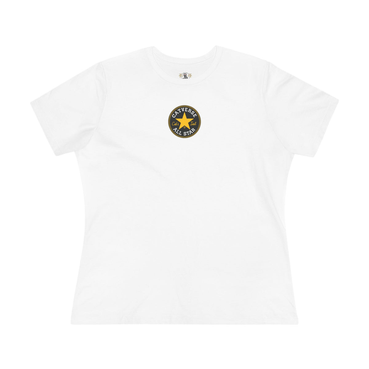 Catverse Chest Logo Street Star Shades Graphic Women's T-Shirt in white, front view