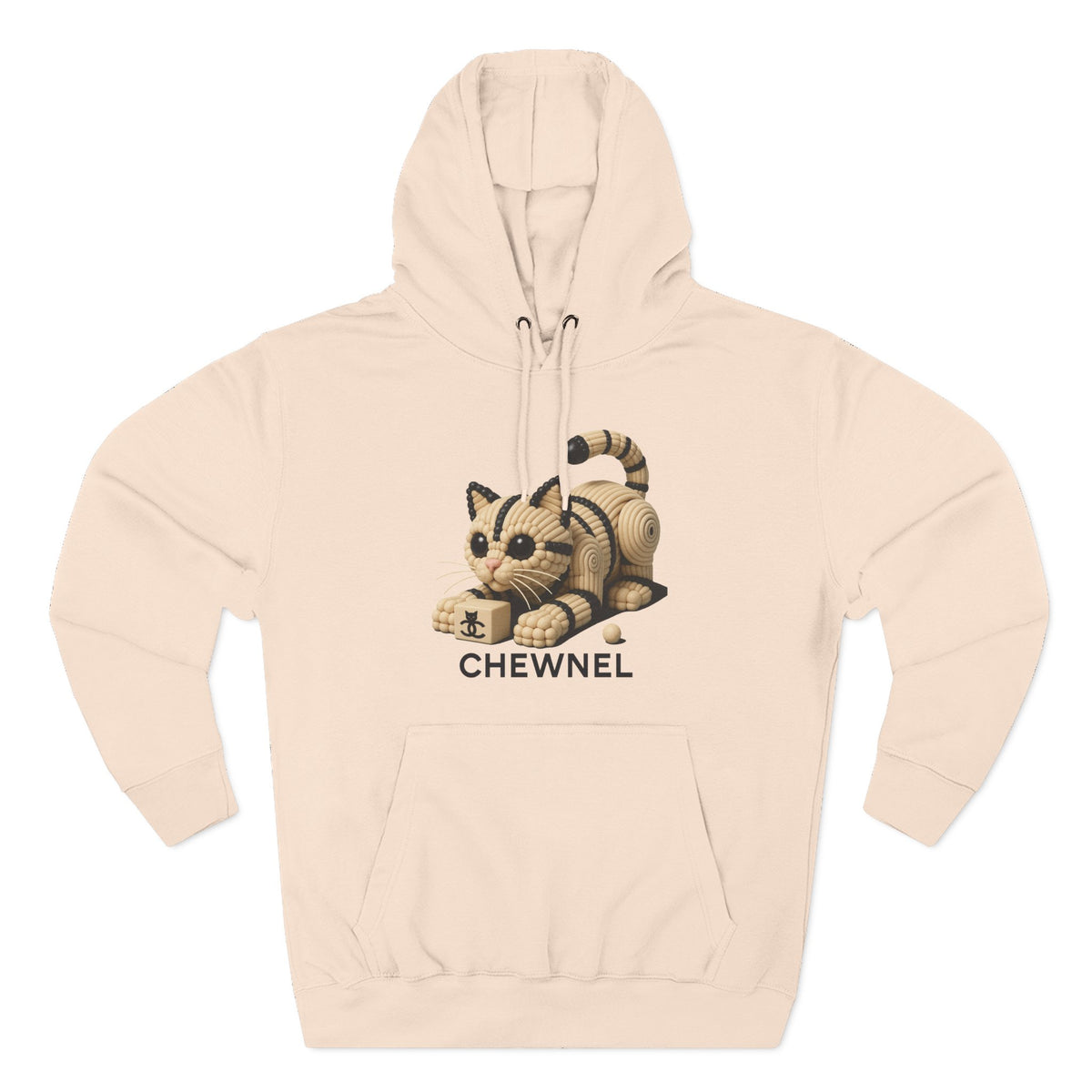 Chewnel Luxury In Pieces Cat Graphic Hoodie in pale pink, front view