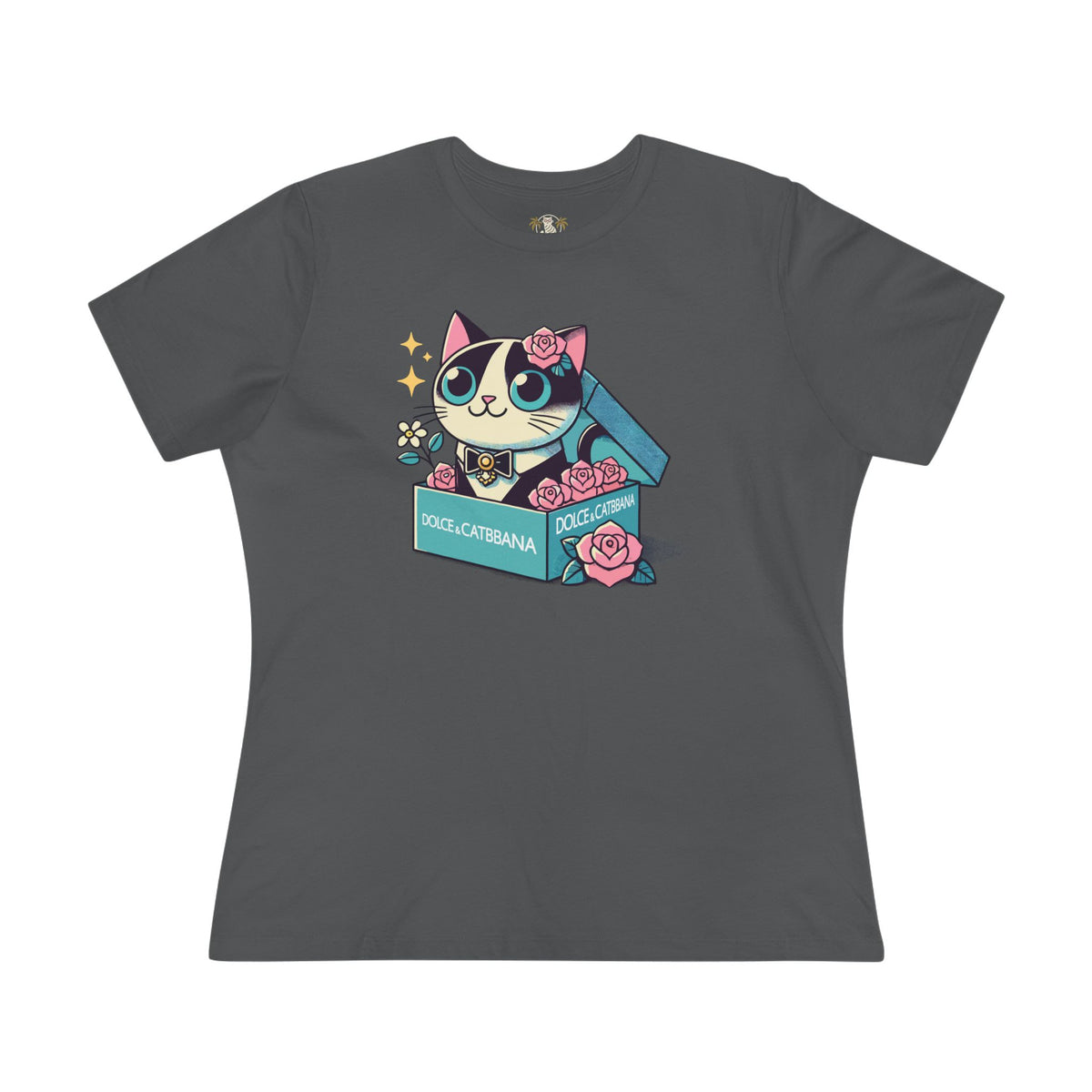 Dolce & Catbana Rose Box Women's Graphic T-Shirt in asphalt, front view