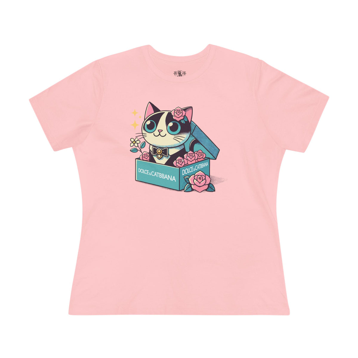 Dolce & Catbana Rose Box Women's Graphic T-Shirt in pink, front view