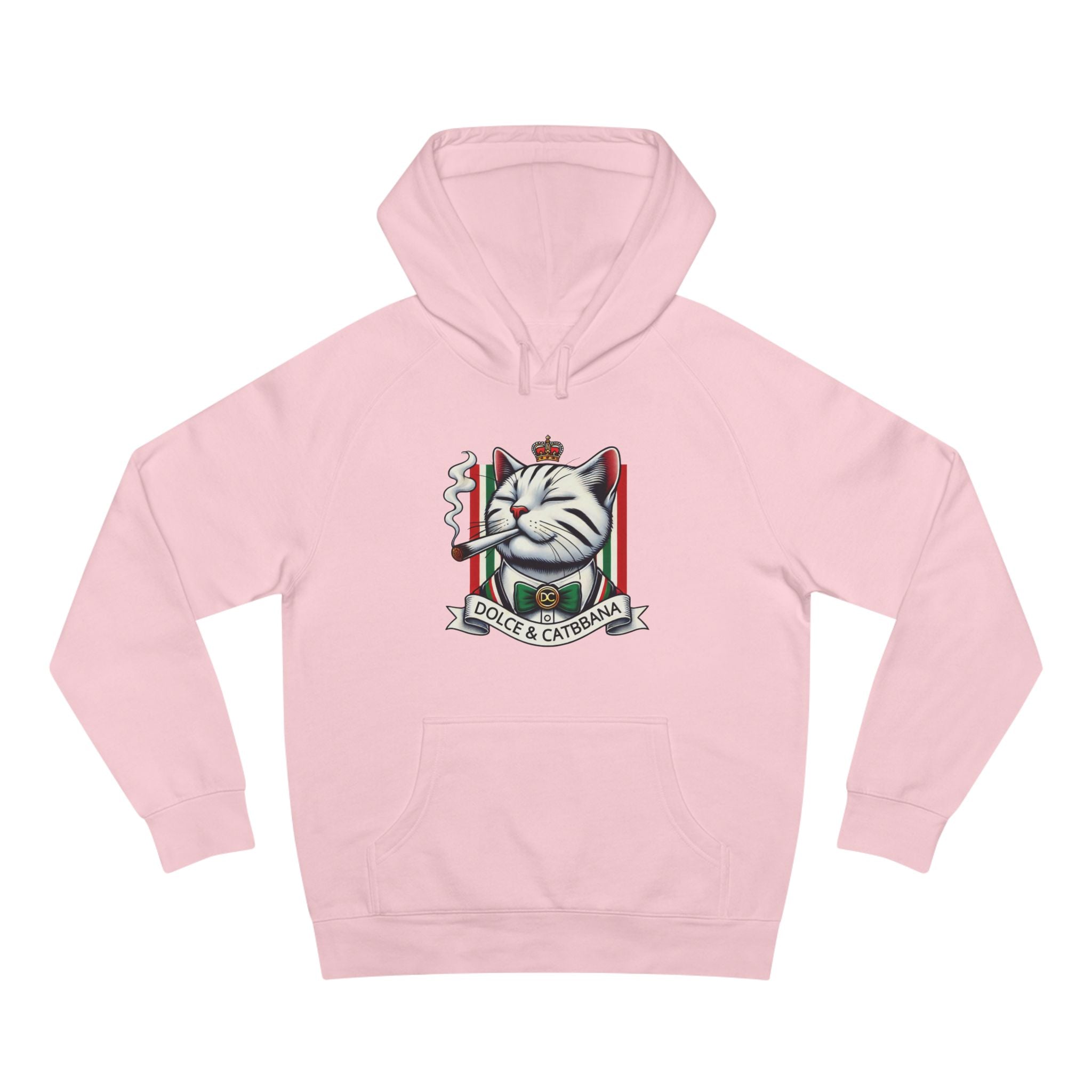 Dolce & Catbbana Don Royal Cat Graphic Hoodie in pink, front view