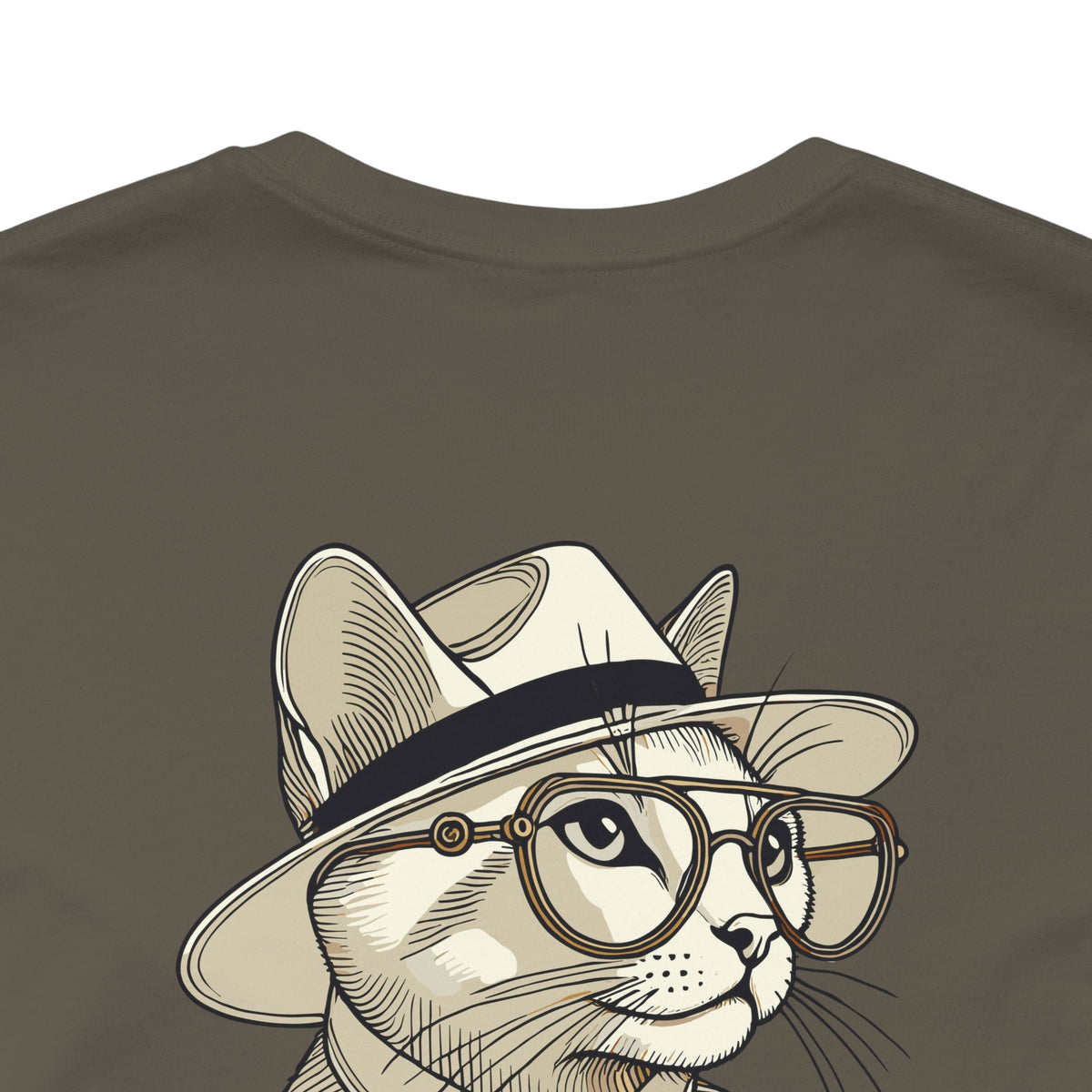 Dolce & Catbbana Feline Couture T-Shirt in army, close-up detail