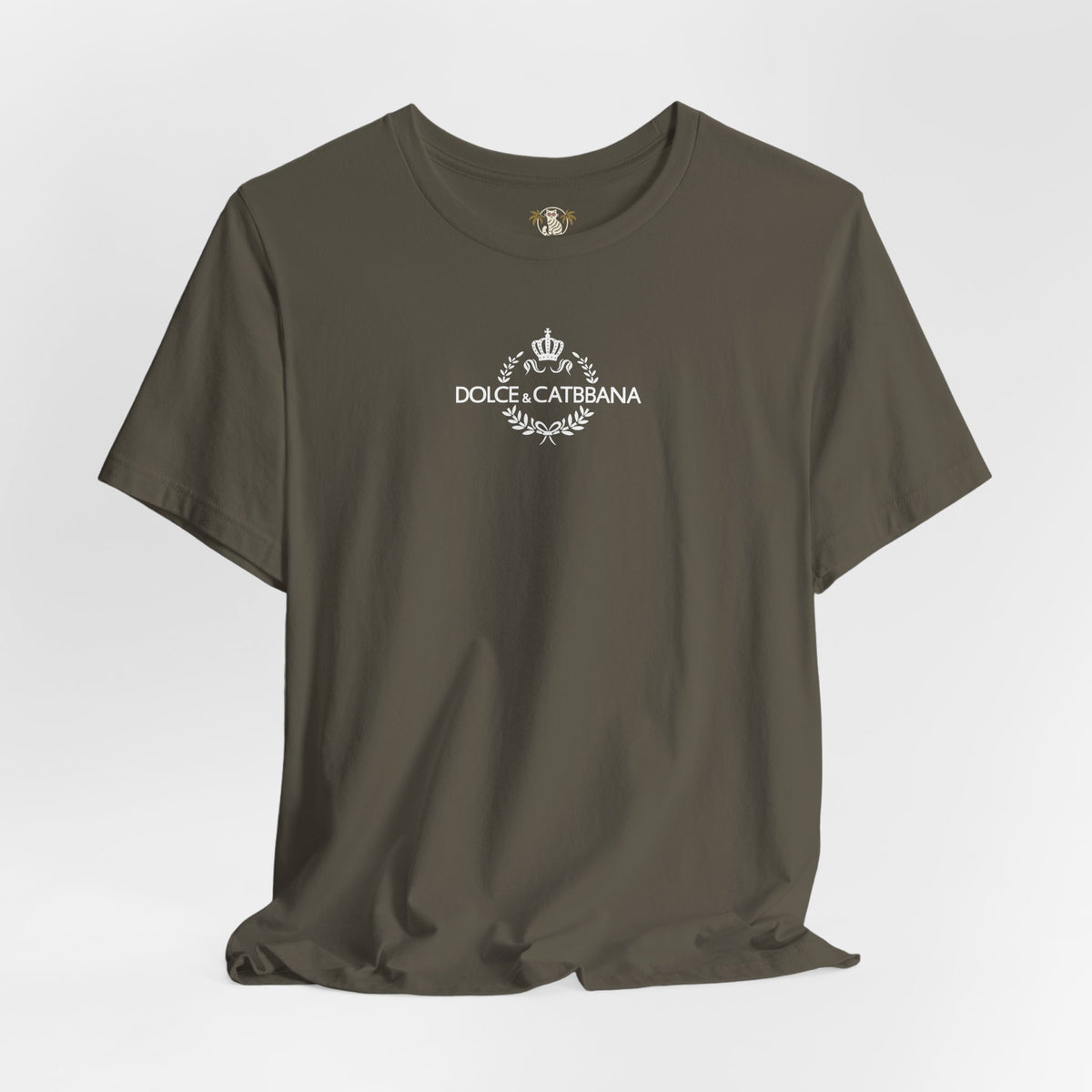 Dolce & Catbbana Feline Couture T-Shirt in army, flat lay