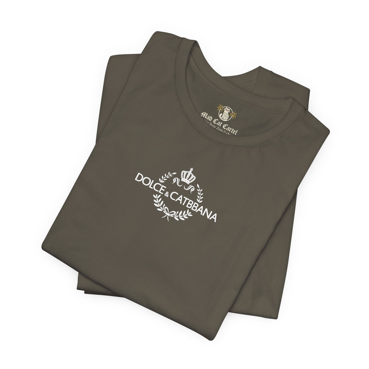 Dolce & Catbbana Feline Couture T-Shirt in army, folded