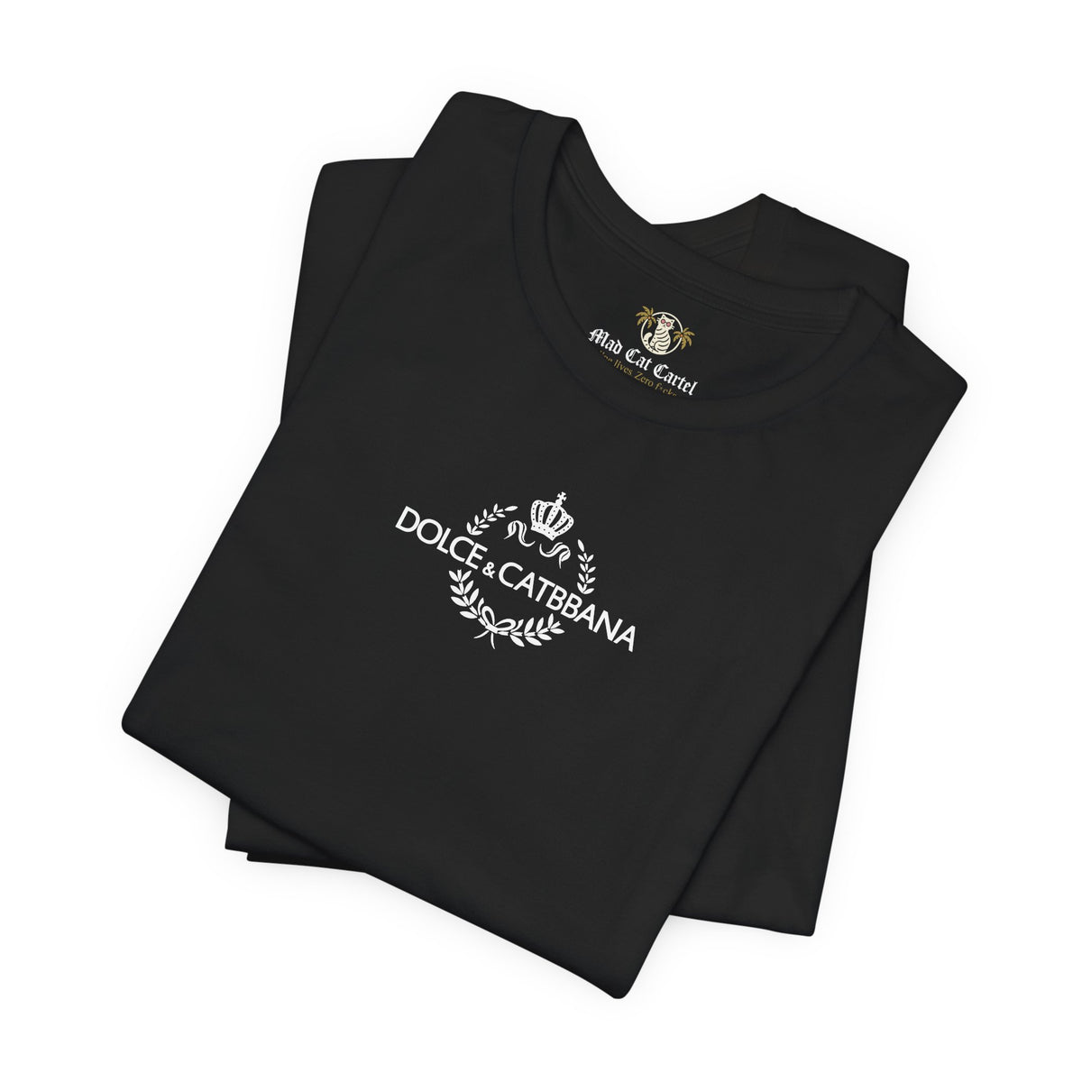 Dolce & Catbbana Feline Couture T-Shirt in black, folded