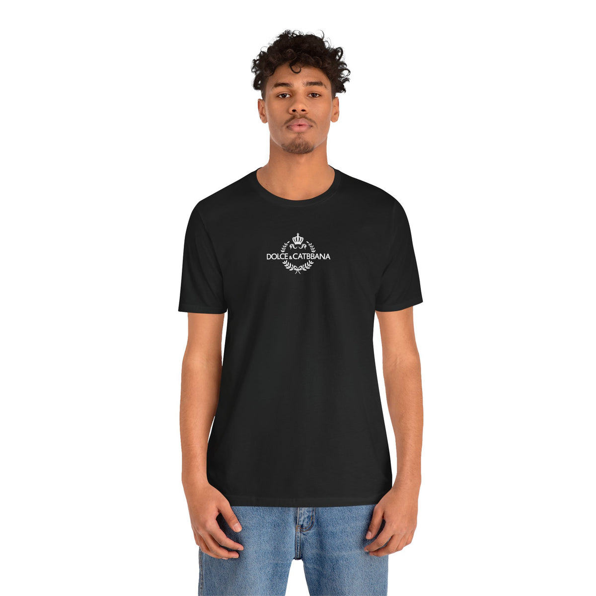 Dolce & Catbbana Feline Couture T-Shirt in black, worn by a male model