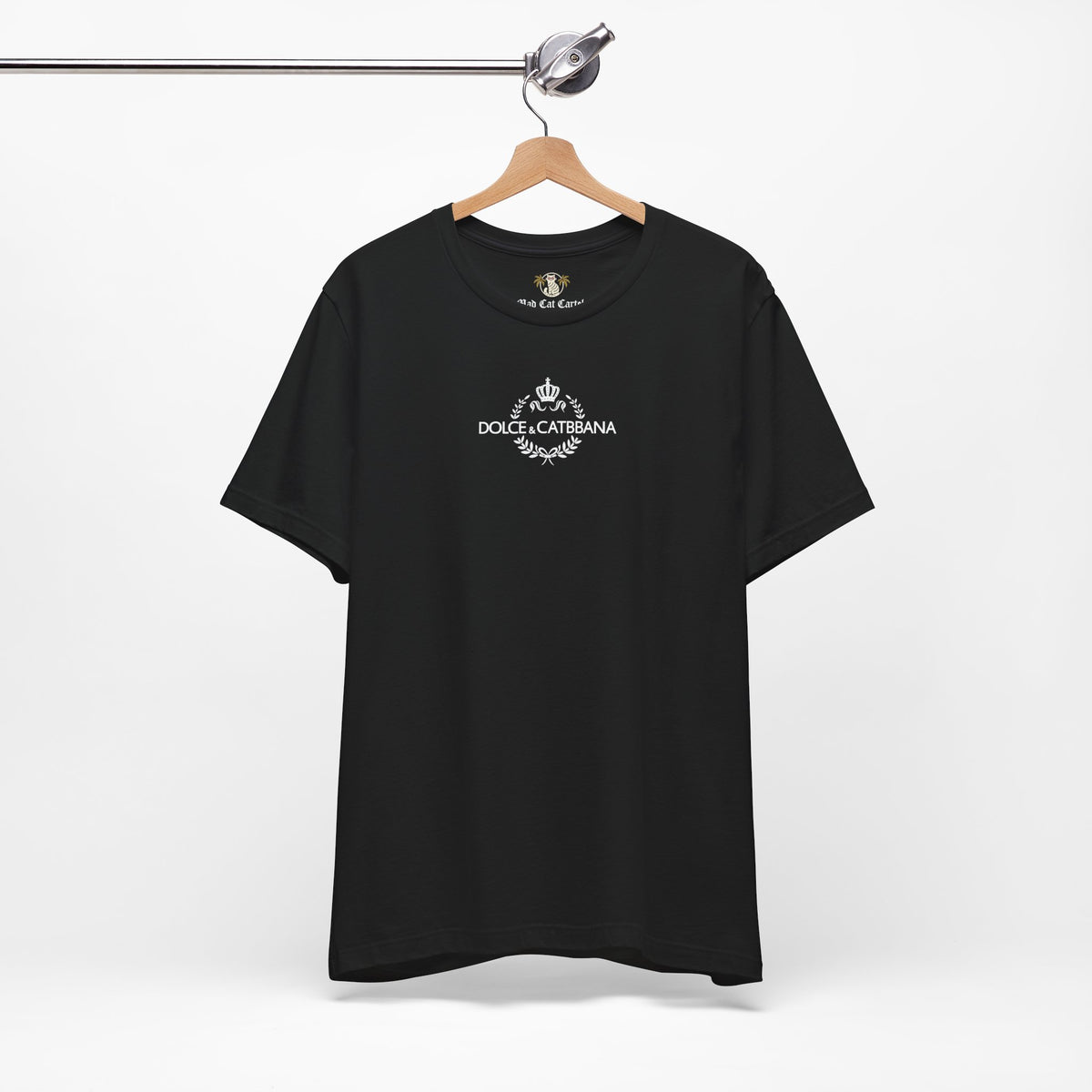Dolce & Catbbana Feline Couture T-Shirt in black, on a hanger