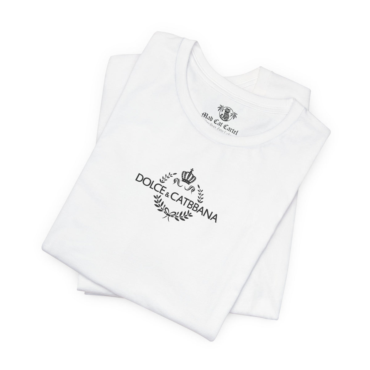 Dolce & Catbbana Feline Couture T-Shirt in white, folded