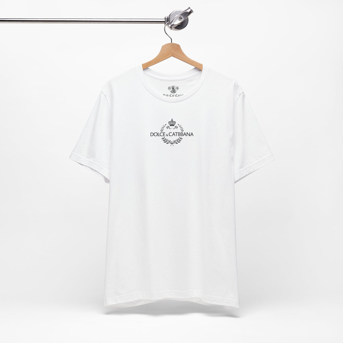 Dolce & Catbbana Feline Couture T-Shirt in white, on a hanger