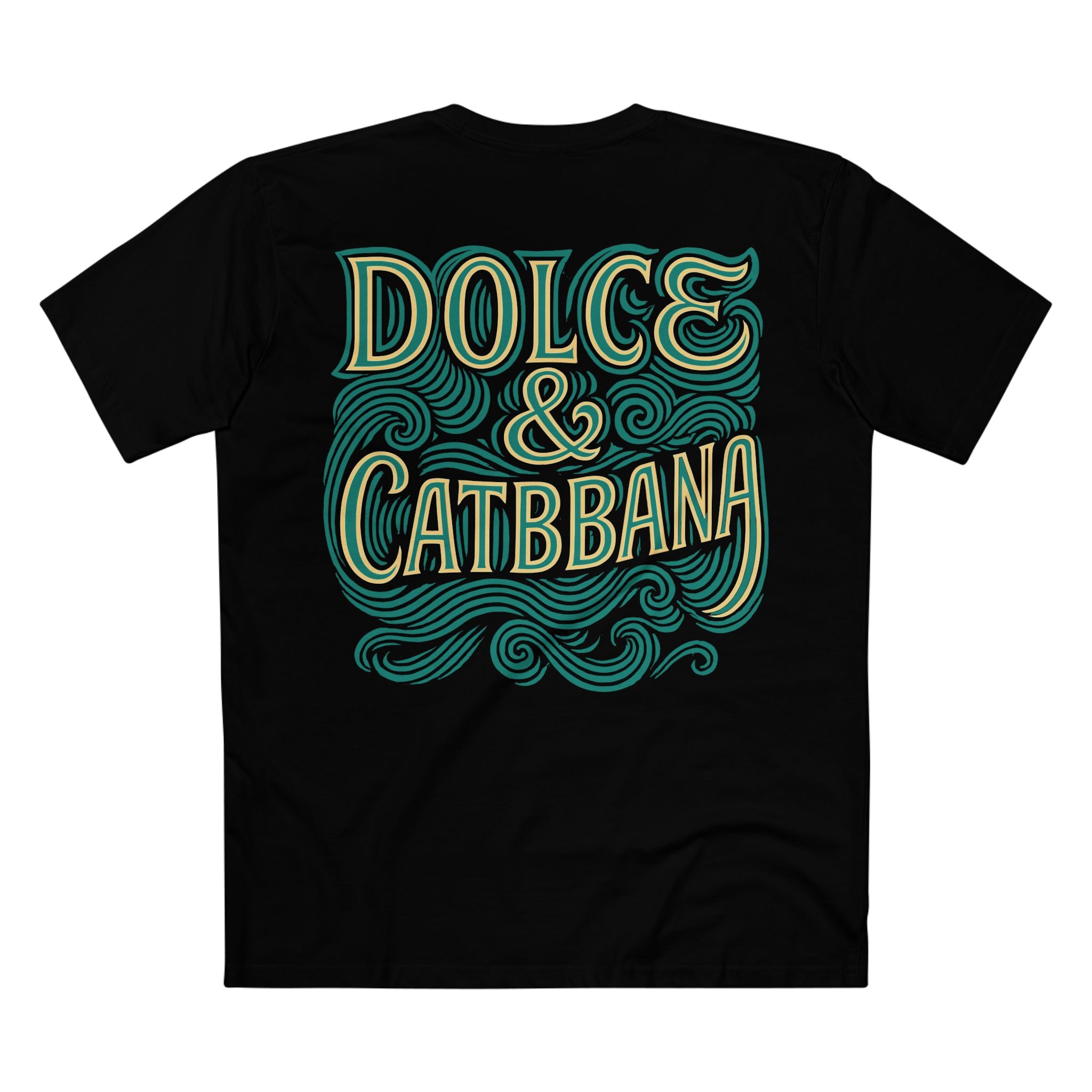 Dolce & Catbbana Psychedelic Cat Graphic T-Shirt in black, back view