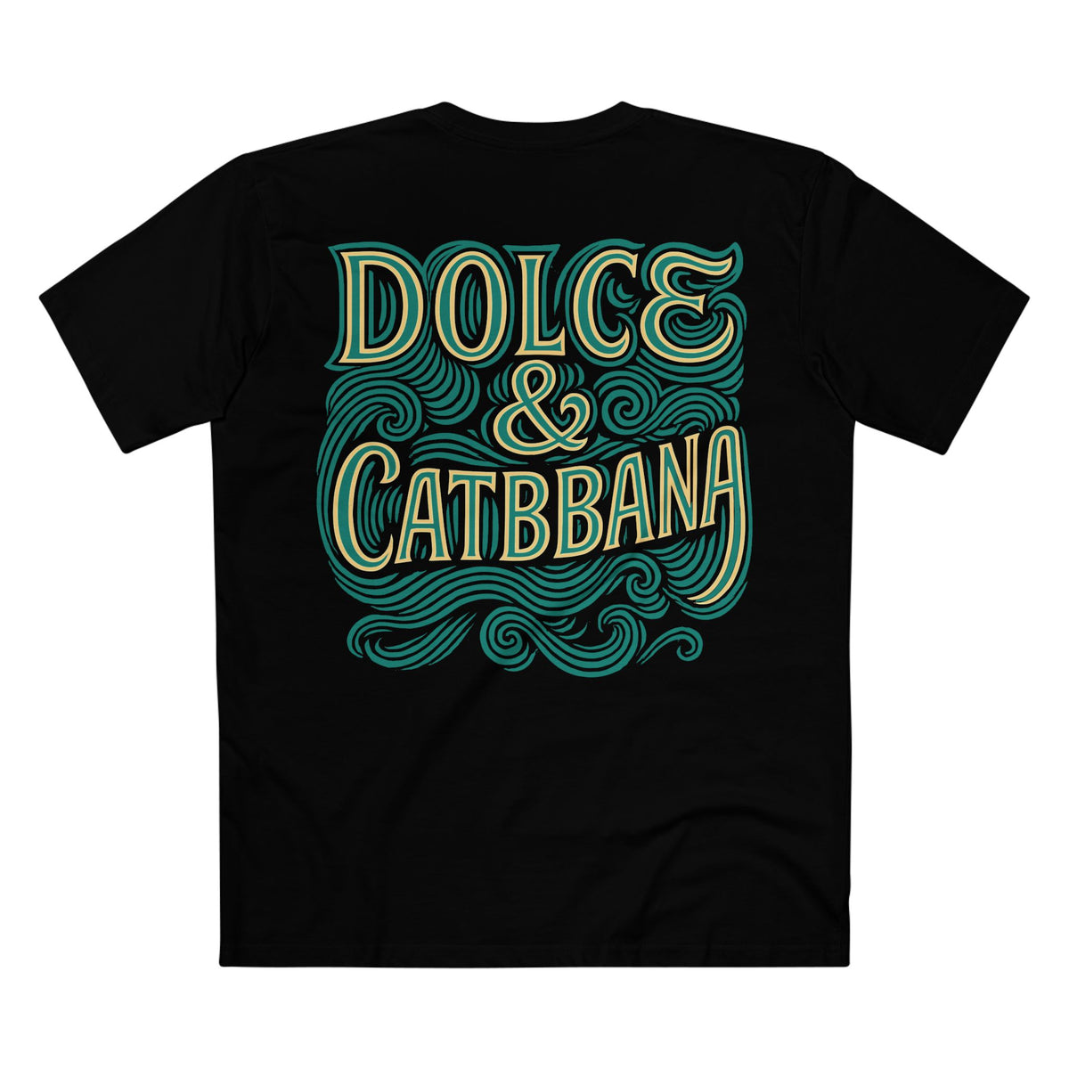 Dolce & Catbbana Psychedelic Cat Graphic T-Shirt in black, back view