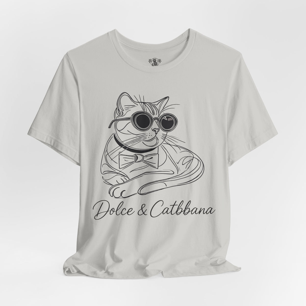 Dolce & Catbbana Signature Sketch T-Shirt in silver, flat lay