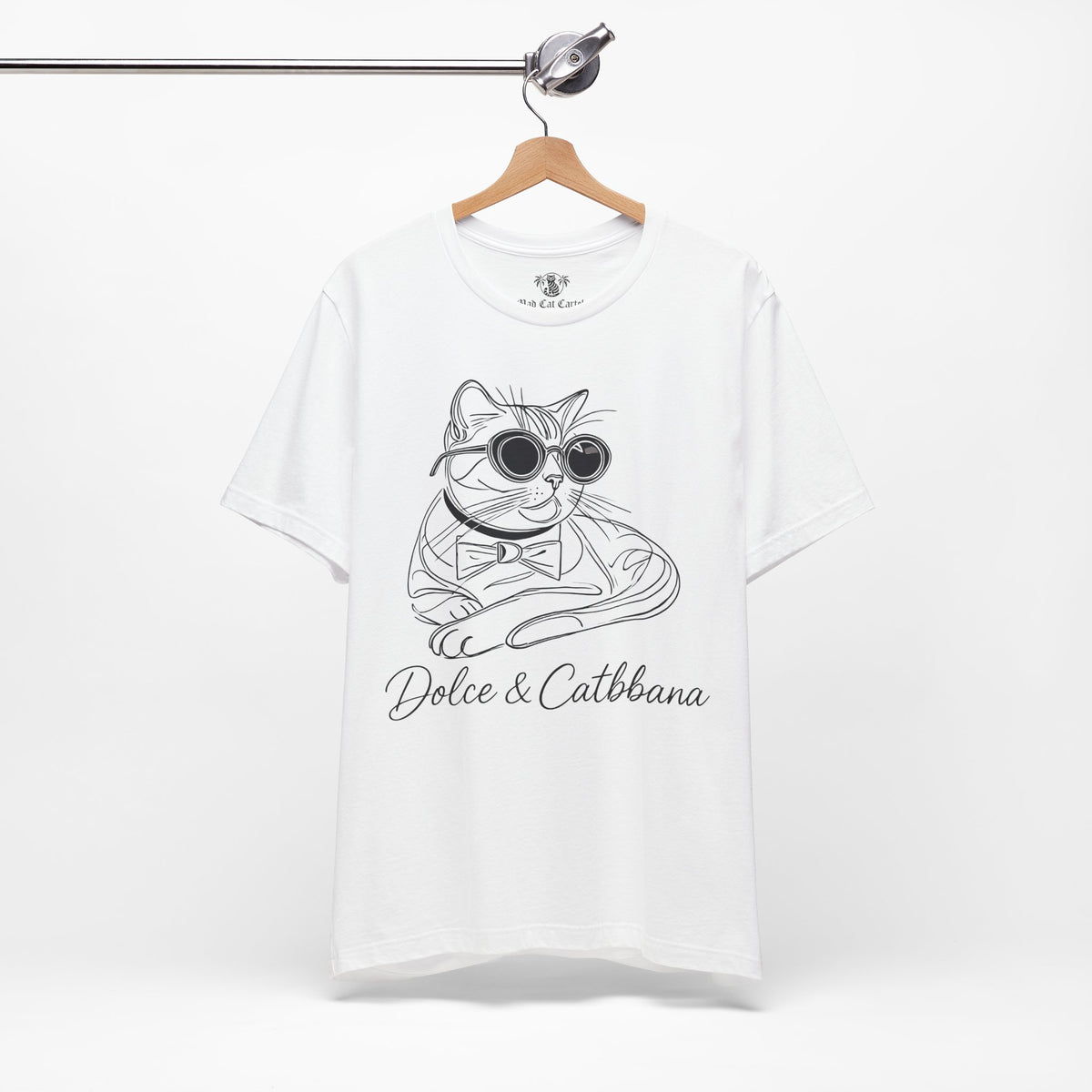 Dolce & Catbbana Signature Sketch T-Shirt in white, on a hanger