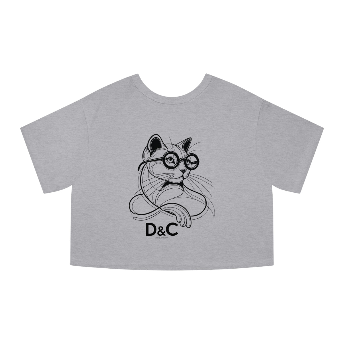 Dolce & Catbbana x Champion D&C Chest Logo Graphic Cat Women's Crop Top in oxford grey, back view