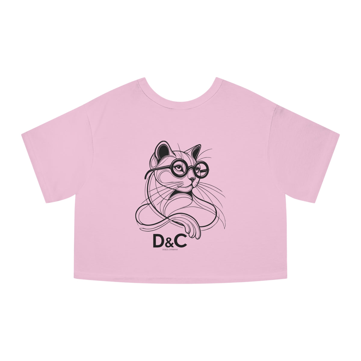 Dolce & Catbbana x Champion D&C Chest Logo Graphic Cat Women's Crop Top in pink candy, front view