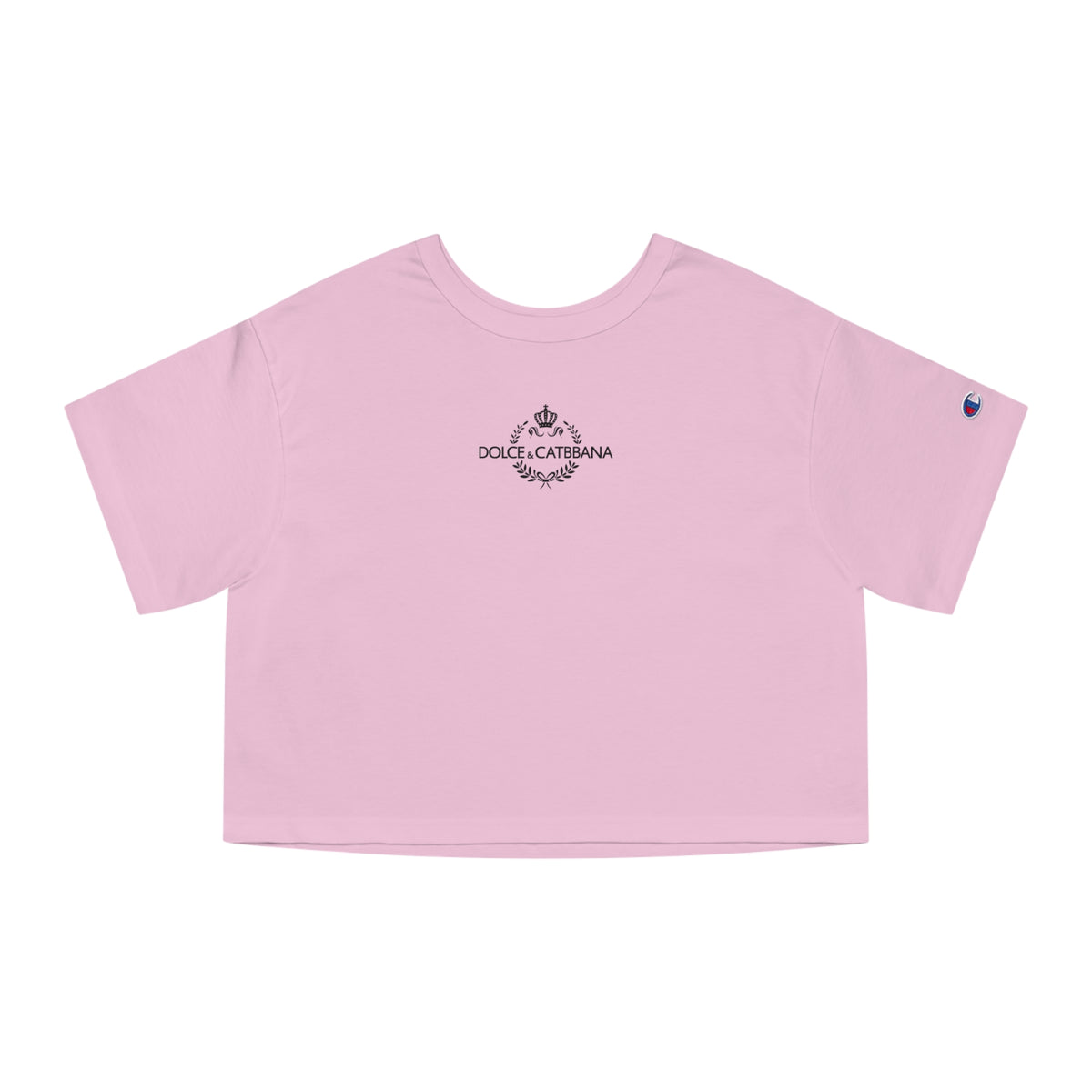 Dolce & Catbbana x Champion D&C Chest Logo Graphic Cat Women's Crop Top in pink candy, front view